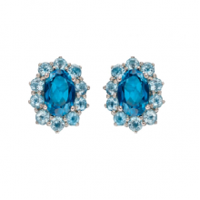 Blue Topaz Earrings In White Gold